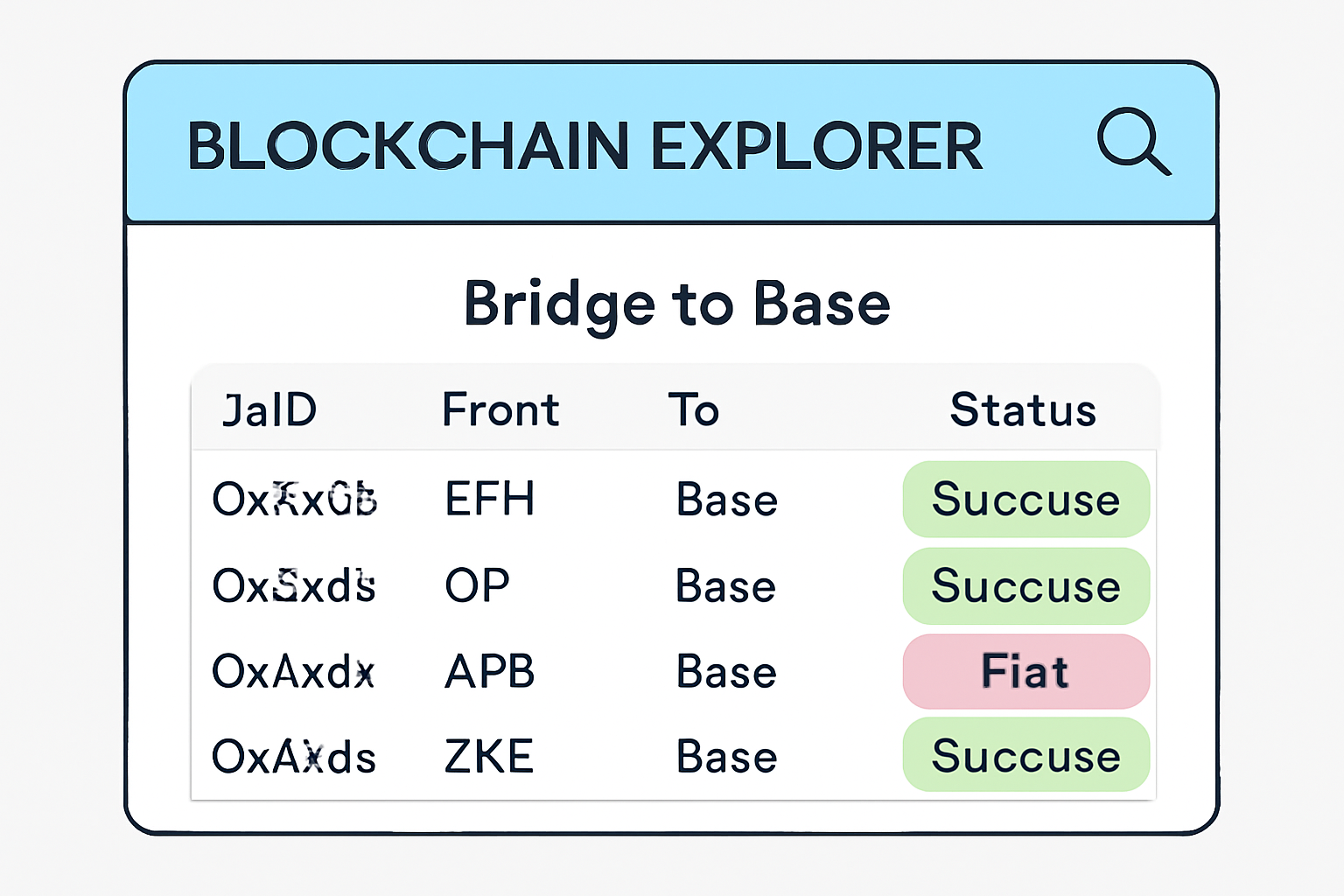 A blockchain explorer interface showing a list of transactions bridging assets to the Base network, with highlighted successful transactions.