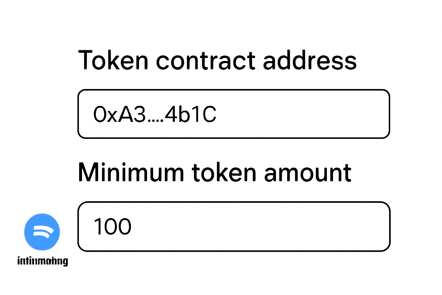 A form where the user inputs a token contract address and minimum token amount, with Base chain logo
