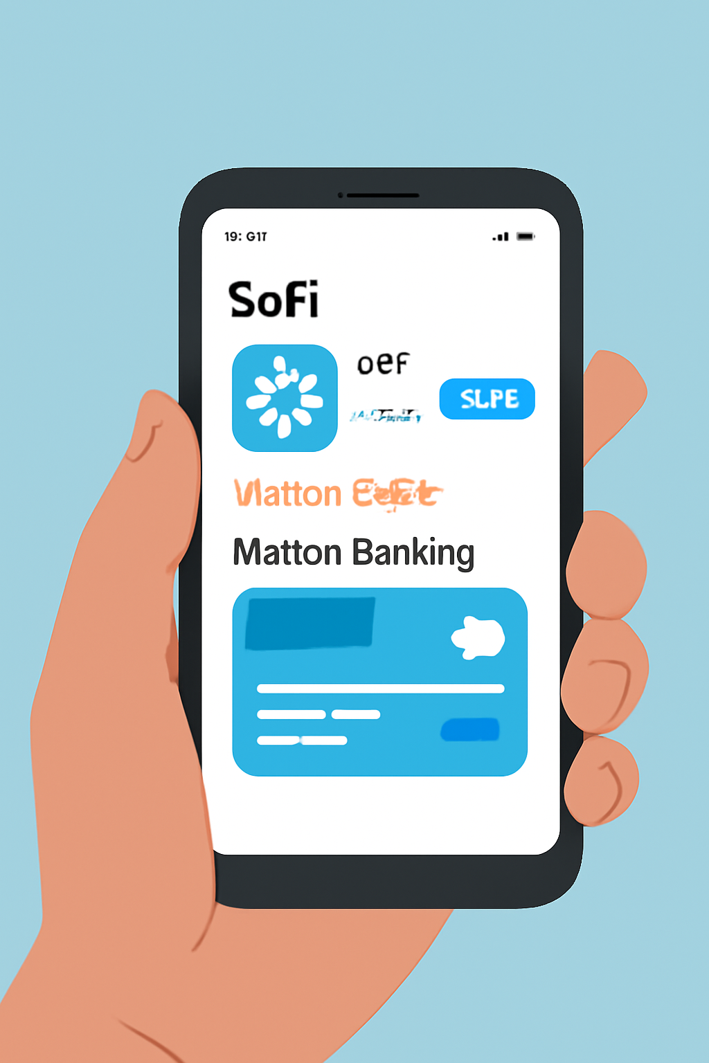 person holding smartphone downloading SoFi app, app store screen, modern banking interface