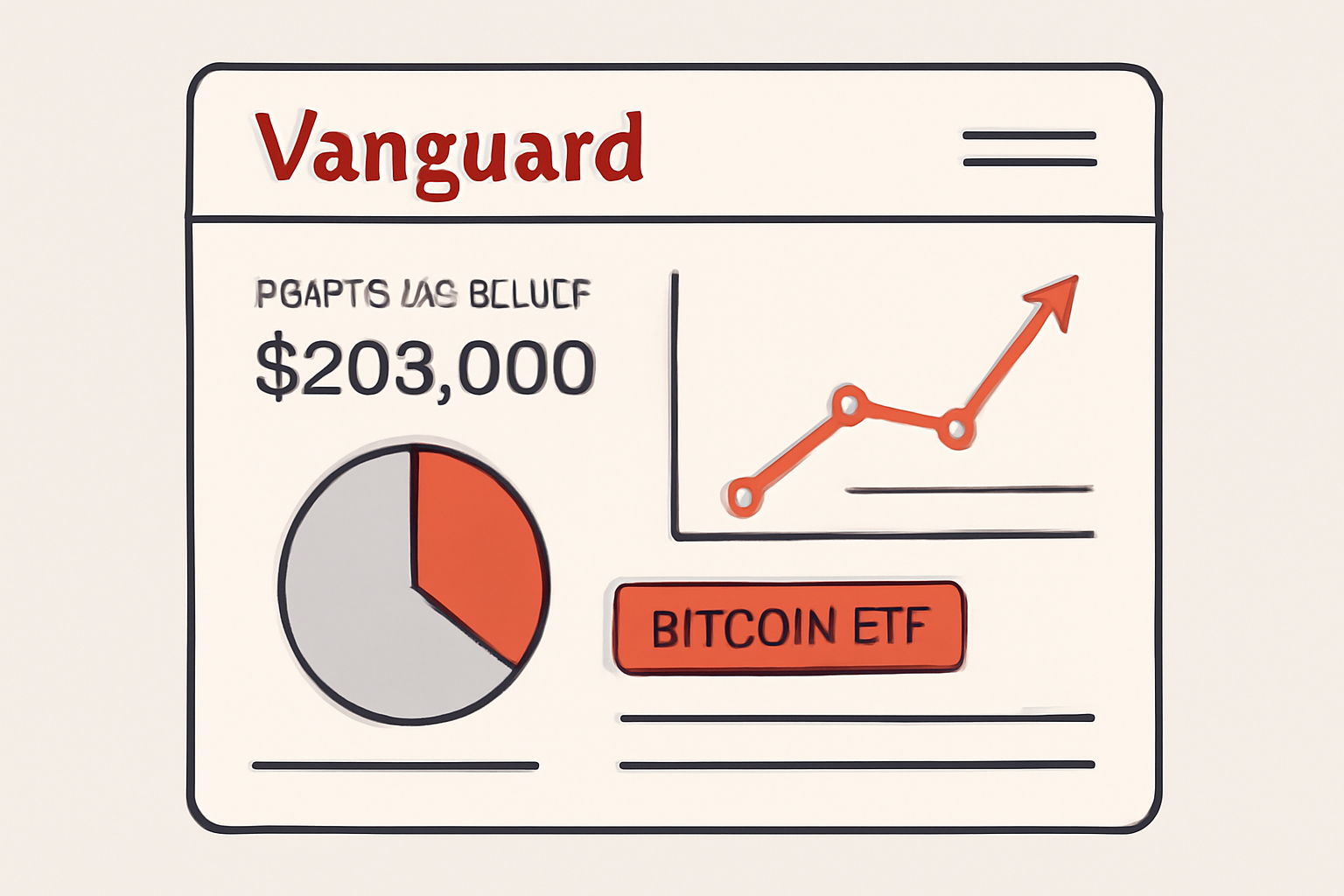 Vanguard portfolio dashboard with Bitcoin ETF allocation graph rising