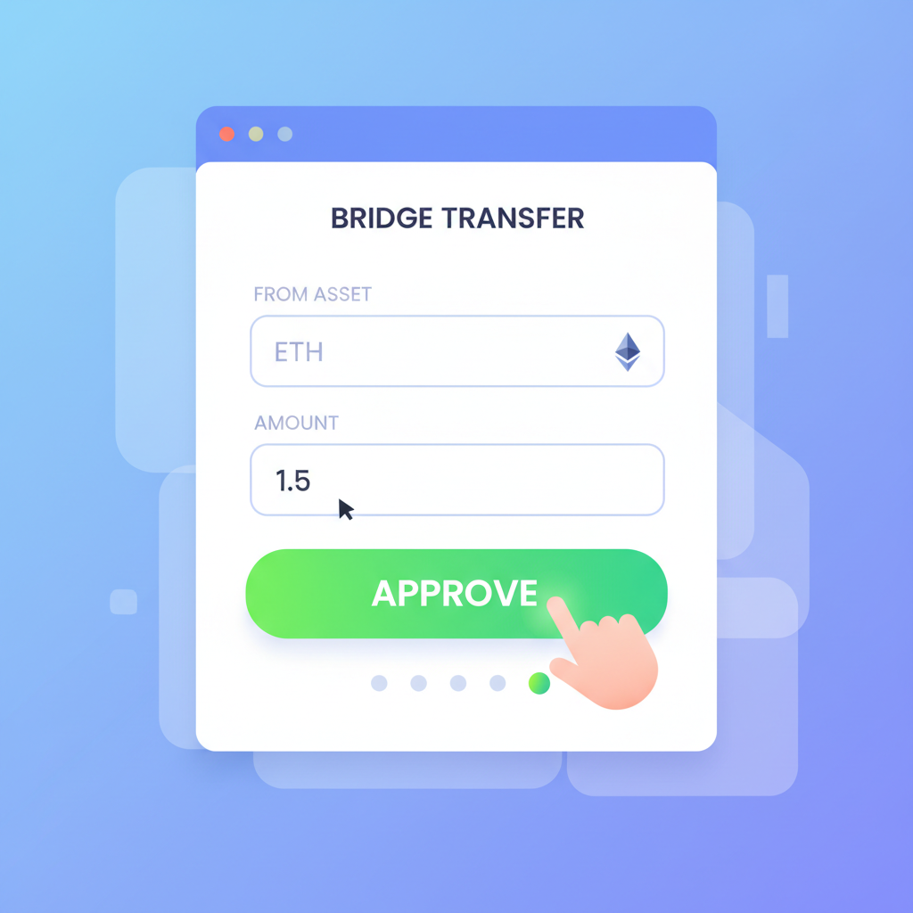 user entering amount on bridge form, approve button highlighted, dynamic