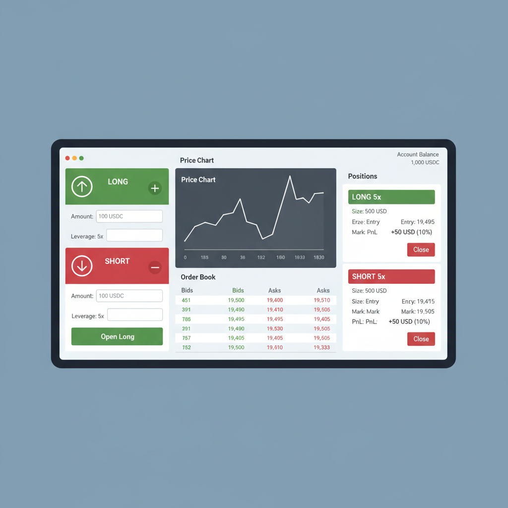 perp DEX order execution screens leveraged long short positions