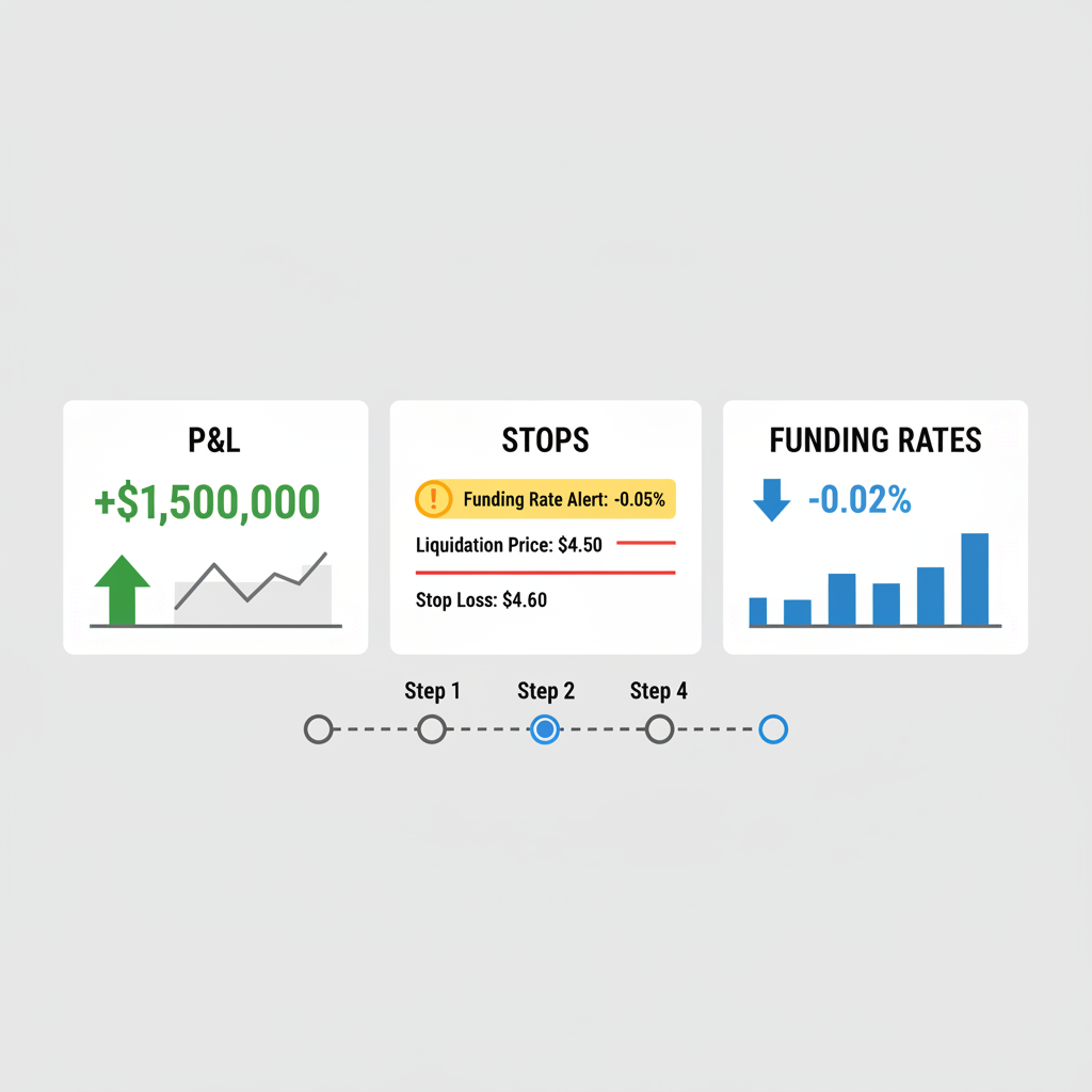 real-time risk dashboard P&L stops funding rates Arbitrum perps