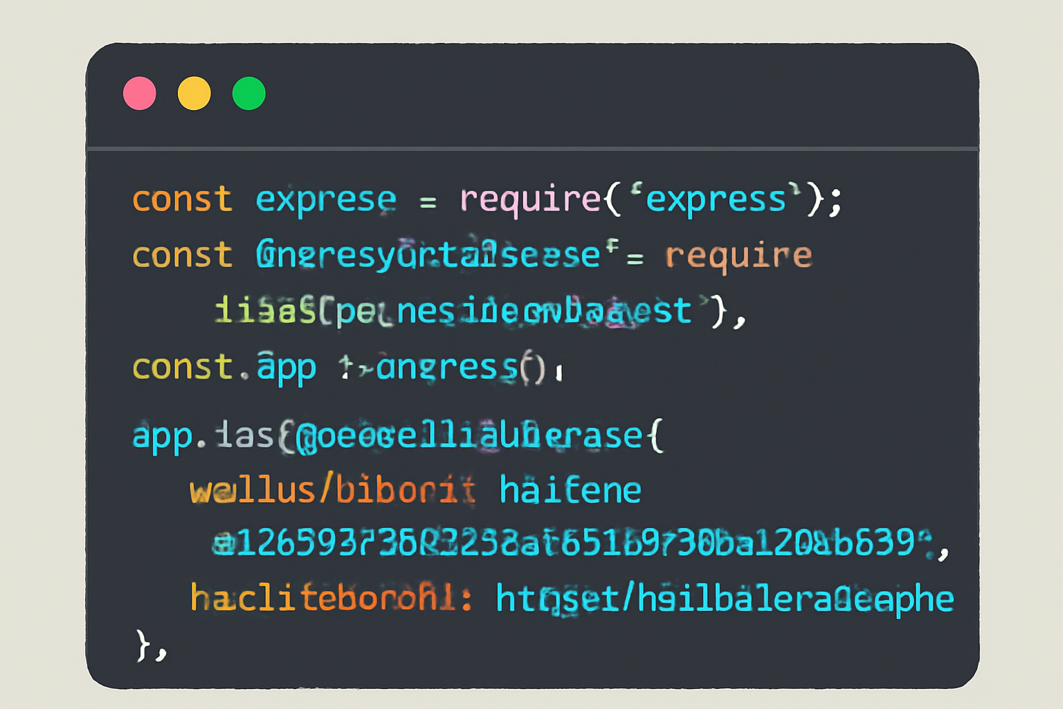 A code editor displaying an Express.js app with x402 paymentMiddleware being imported and configured, highlighting the wallet address and facilitator URL.