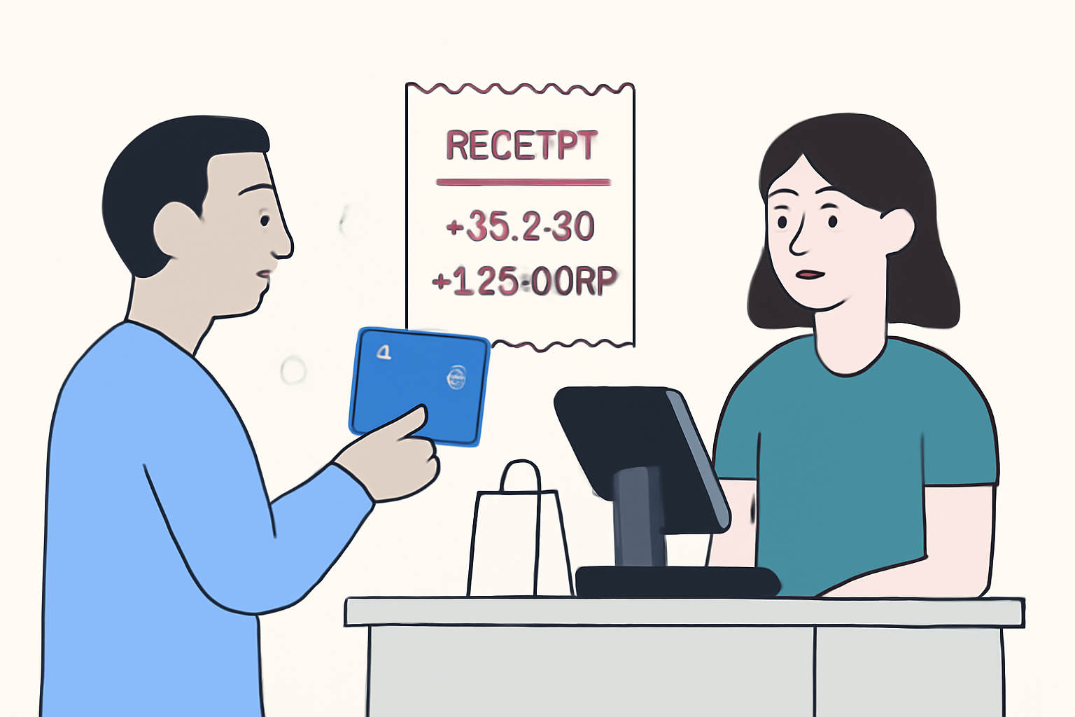 A person making a purchase at a store counter with the Coinbase Card, digital receipt showing COMP rewards earned