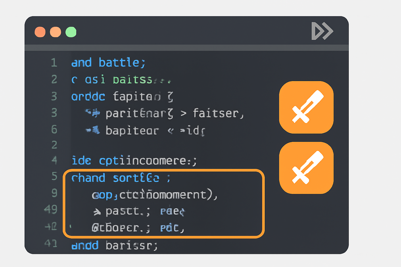 cairo code in vs code, ecs battle components highlighted, sword icons