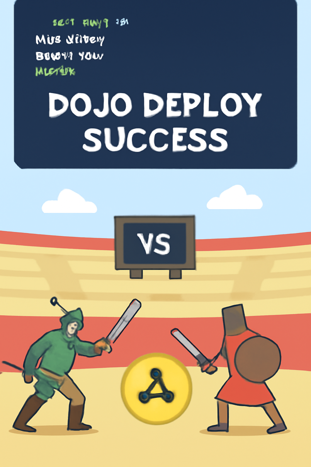 dojo deploy success terminal, on-chain arena battle render