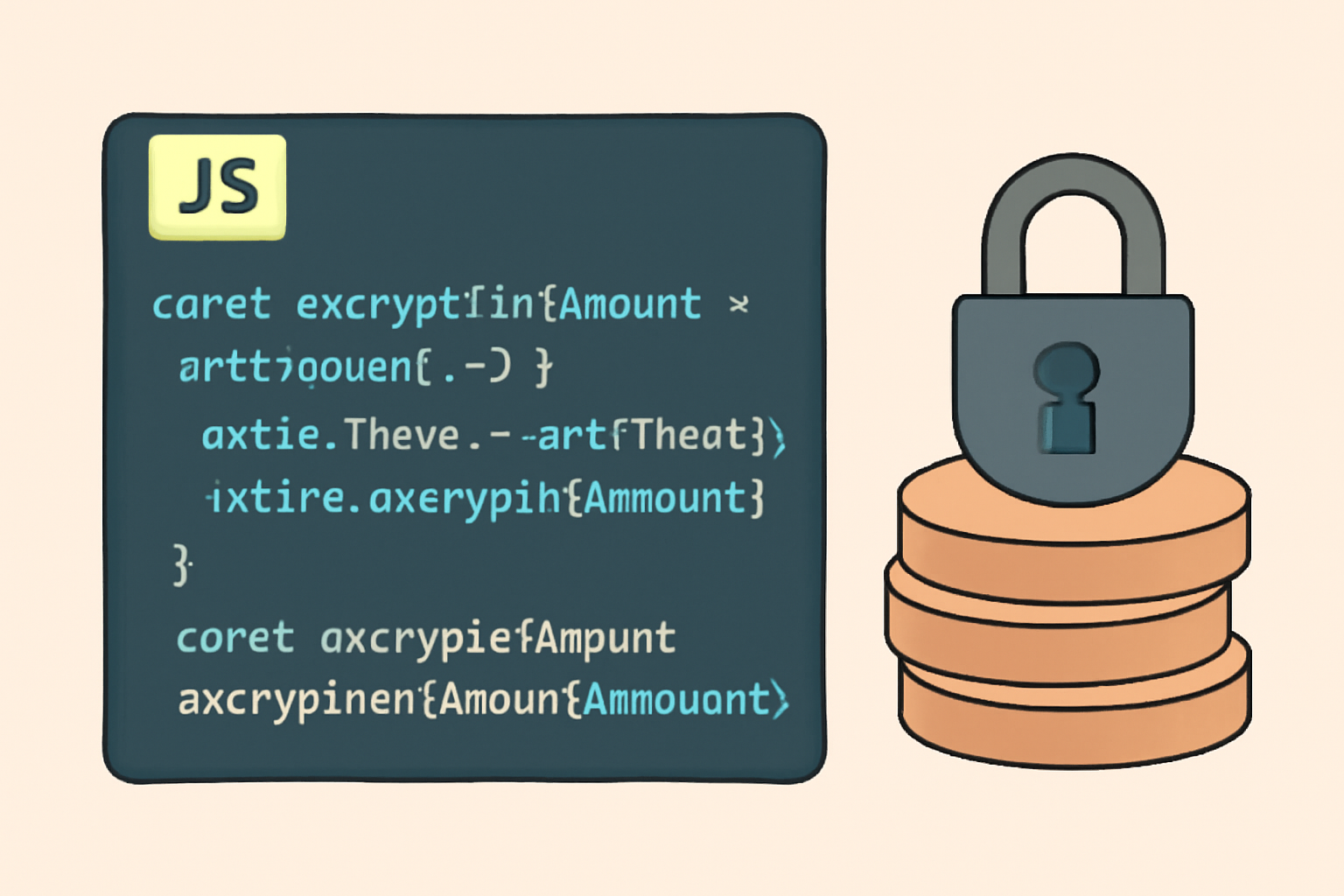 javascript code encrypting mint amount, fhevm sdk functions, padlock on token stack