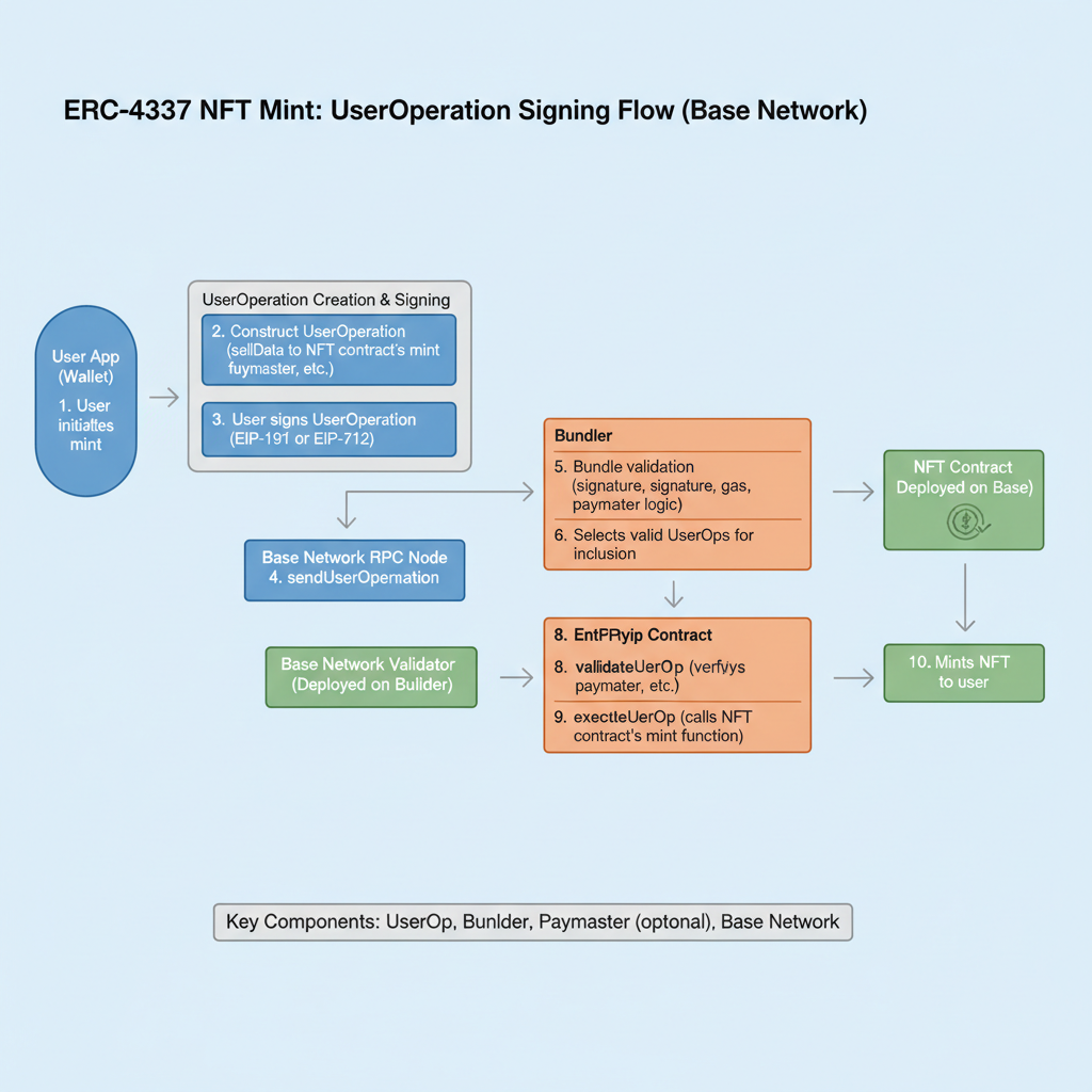 useroperation signing erc-4337 nft mint code flow diagram base network