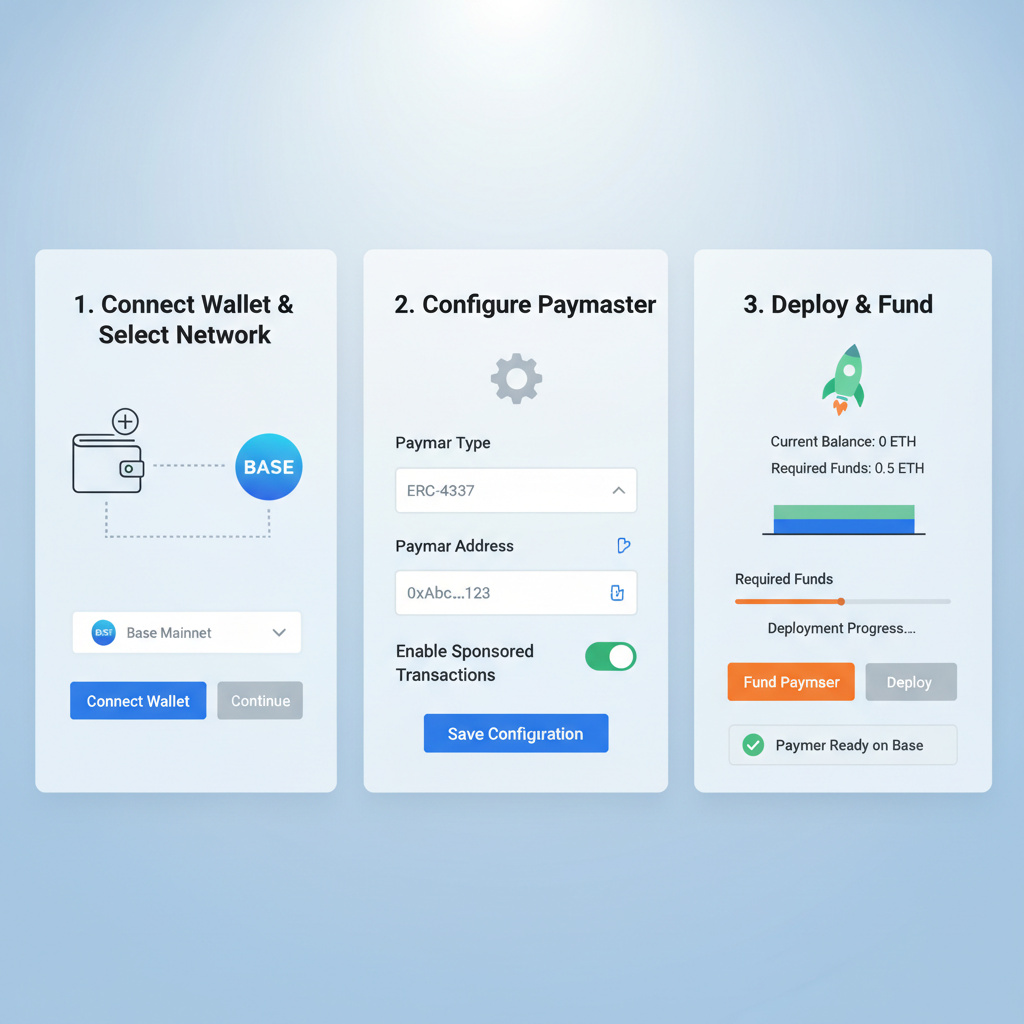 /dev setup coinbase dashboard base network erc-4337 paymaster clean modern ui