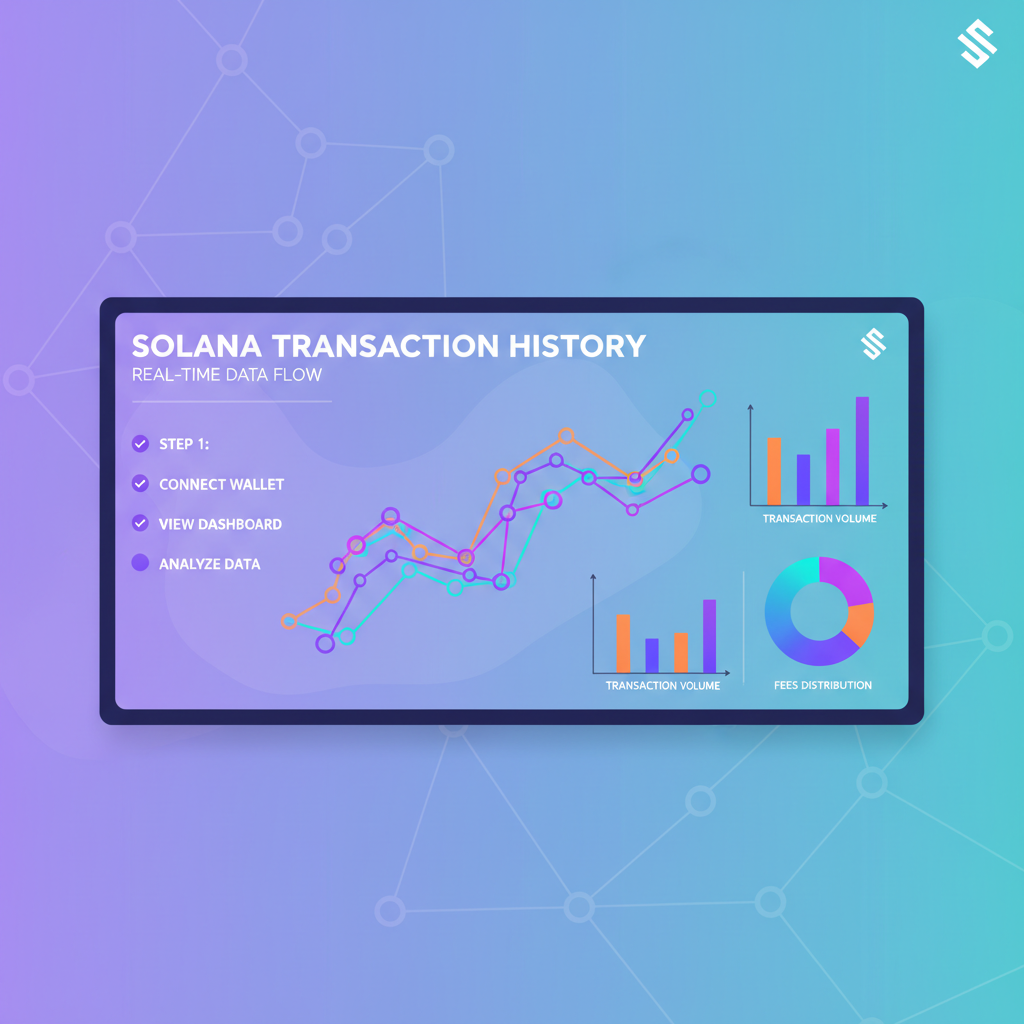 blockchain transaction history graph growing on Solana dashboard, analytical charts