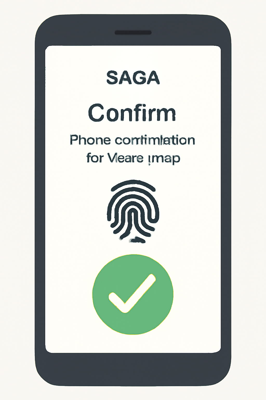 Saga phone confirmation screen for Veera swap, fingerprint auth, success animation