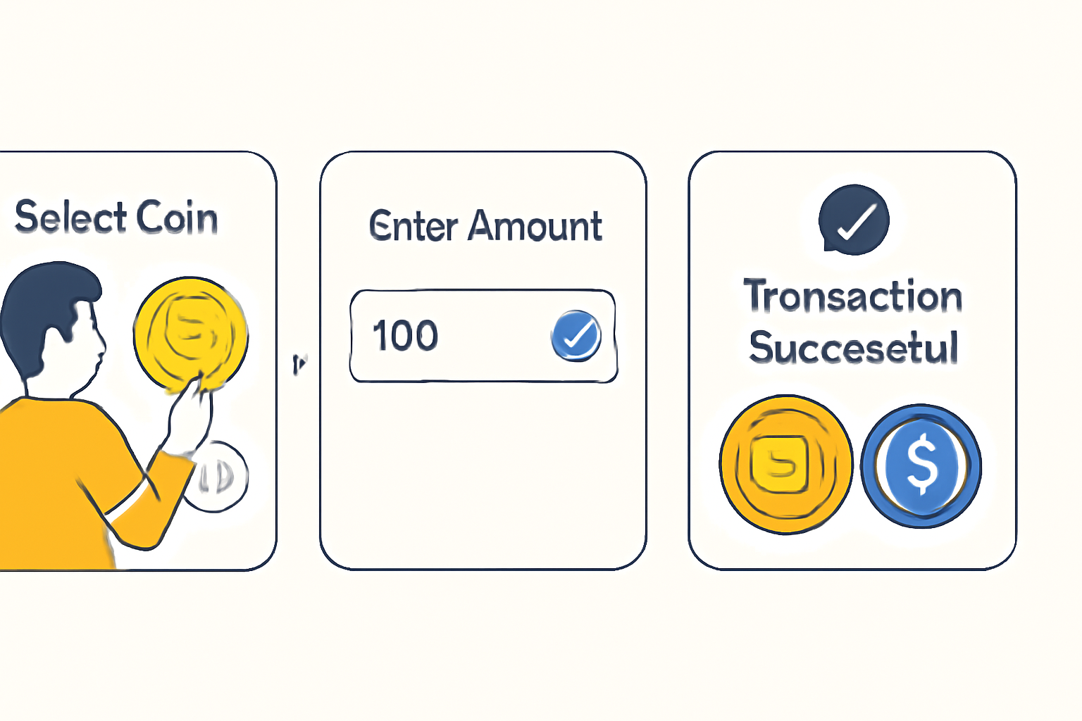 A user selecting a content coin and entering an amount of USDC to buy, with confirmation screen and digital coins.