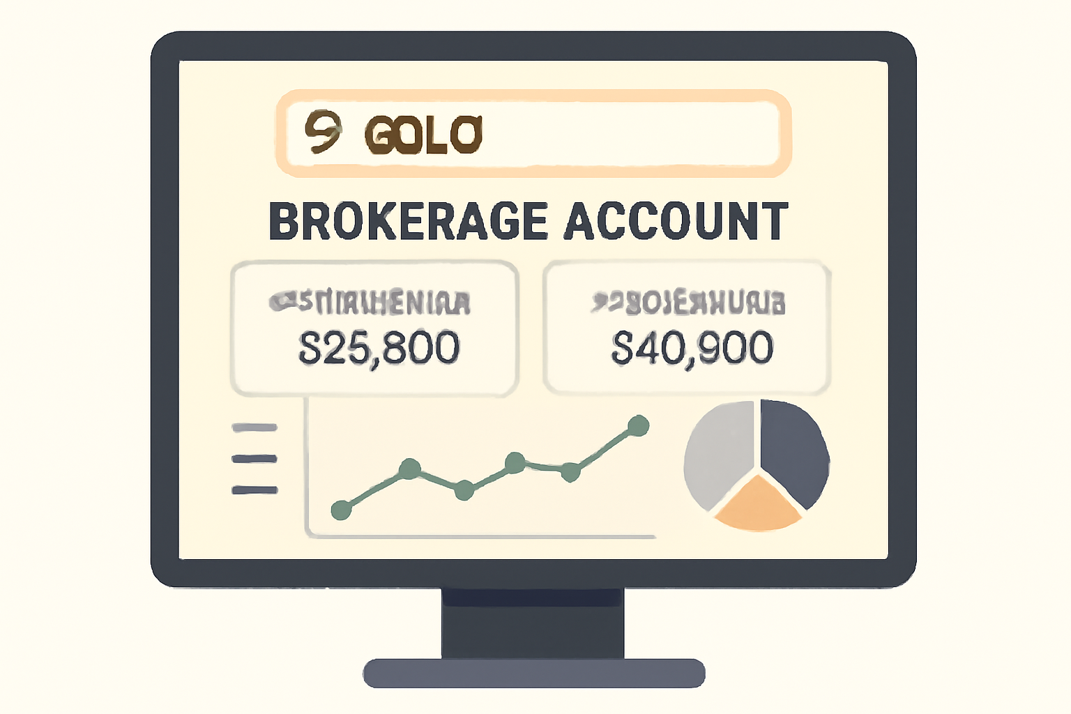 A computer screen displaying a brokerage account dashboard with a search bar and the ticker 'GDLC' highlighted.