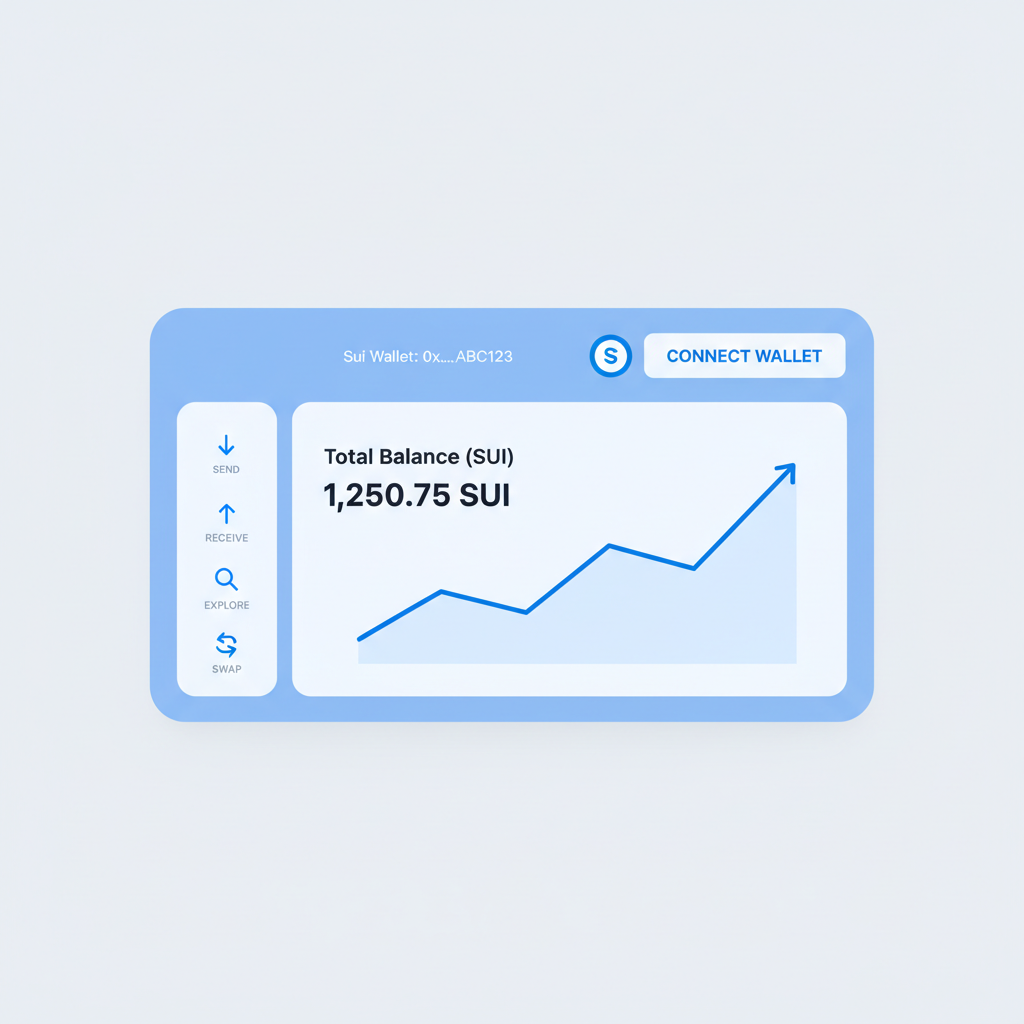 dApp dashboard showing connected Sui wallet address and balance chart