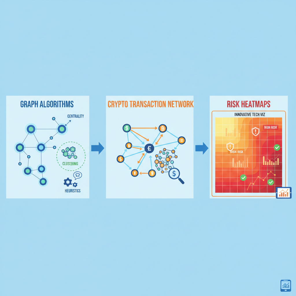 graph algorithms centrality clustering heuristics on crypto transaction network, risk heatmaps, innovative tech viz