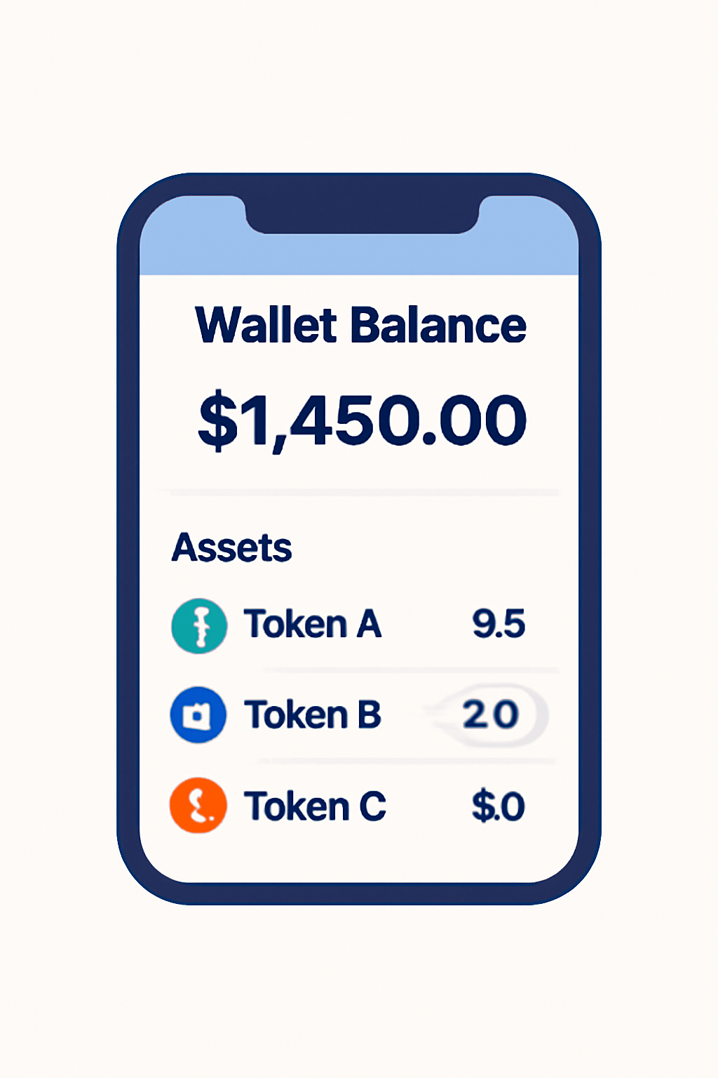 A refreshed wallet balance screen showing the newly received tokens highlighted or marked as 'New' in the asset list.