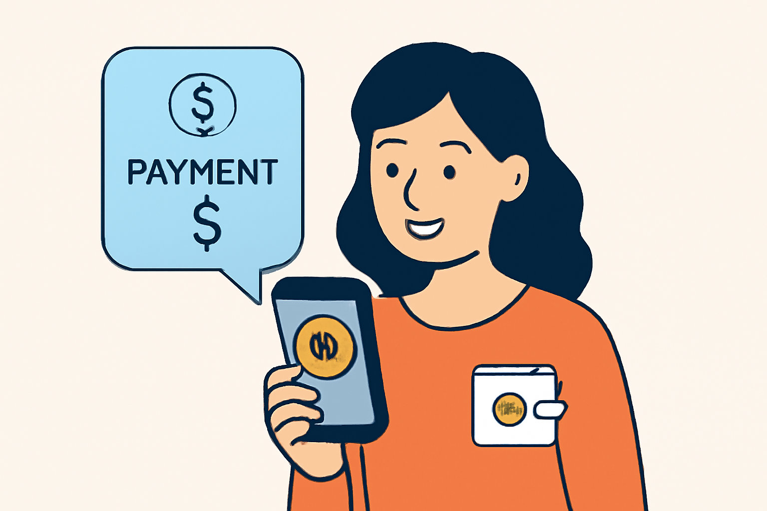 A KOL receiving a payment notification on their phone, smiling and holding a crypto wallet app