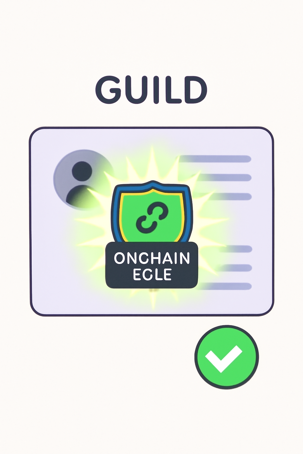 Base Guild role unlock screen, Onchain Role badge glowing, success checkmark animation