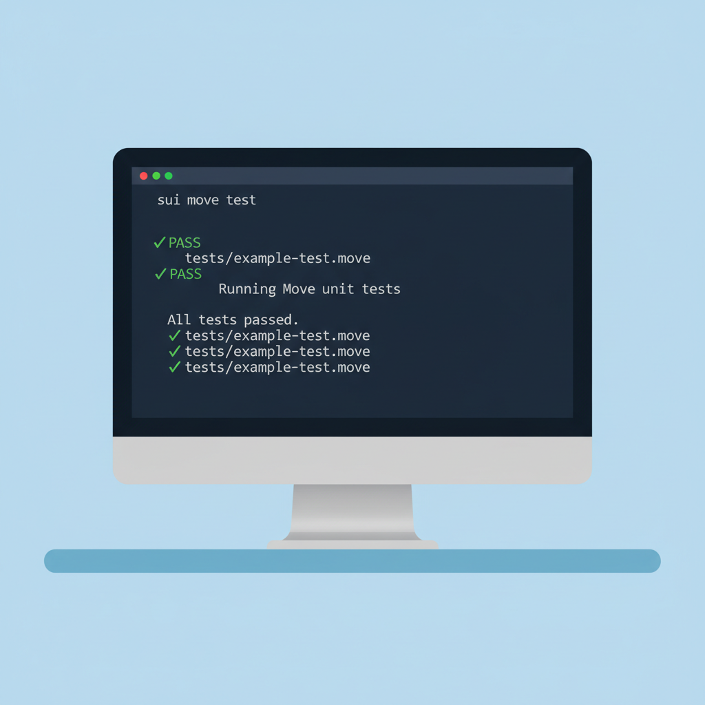 terminal executing sui move test with passing unit test results