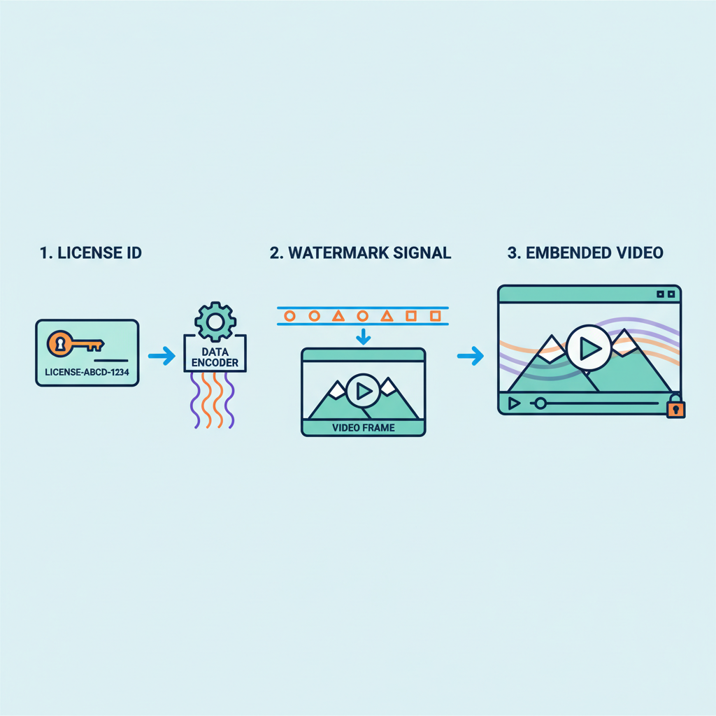 encoding license ID payload into digital watermark signal for video