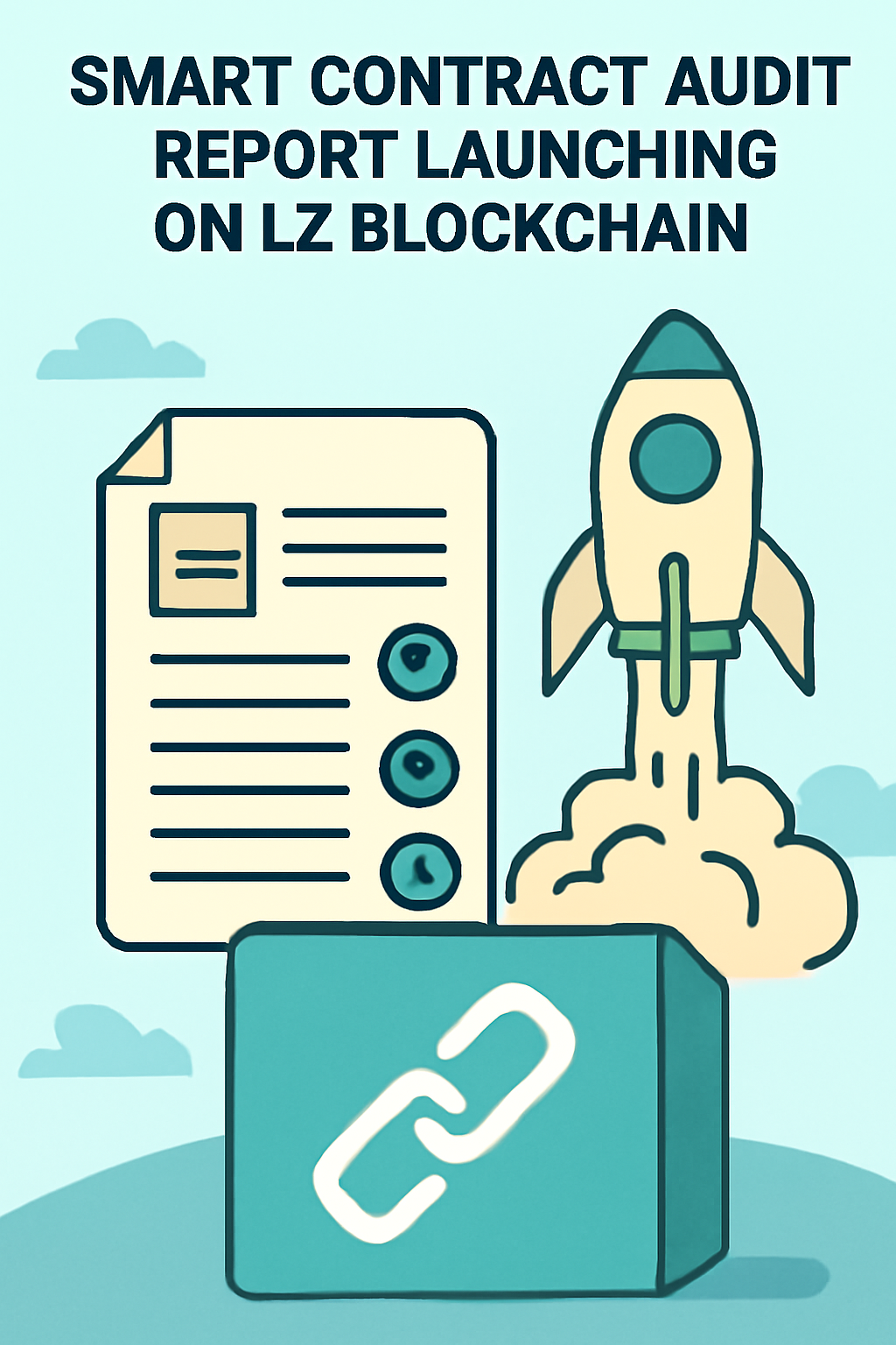 smart contract audit report launching on L2 blockchain, rocket deploy, green checkmarks