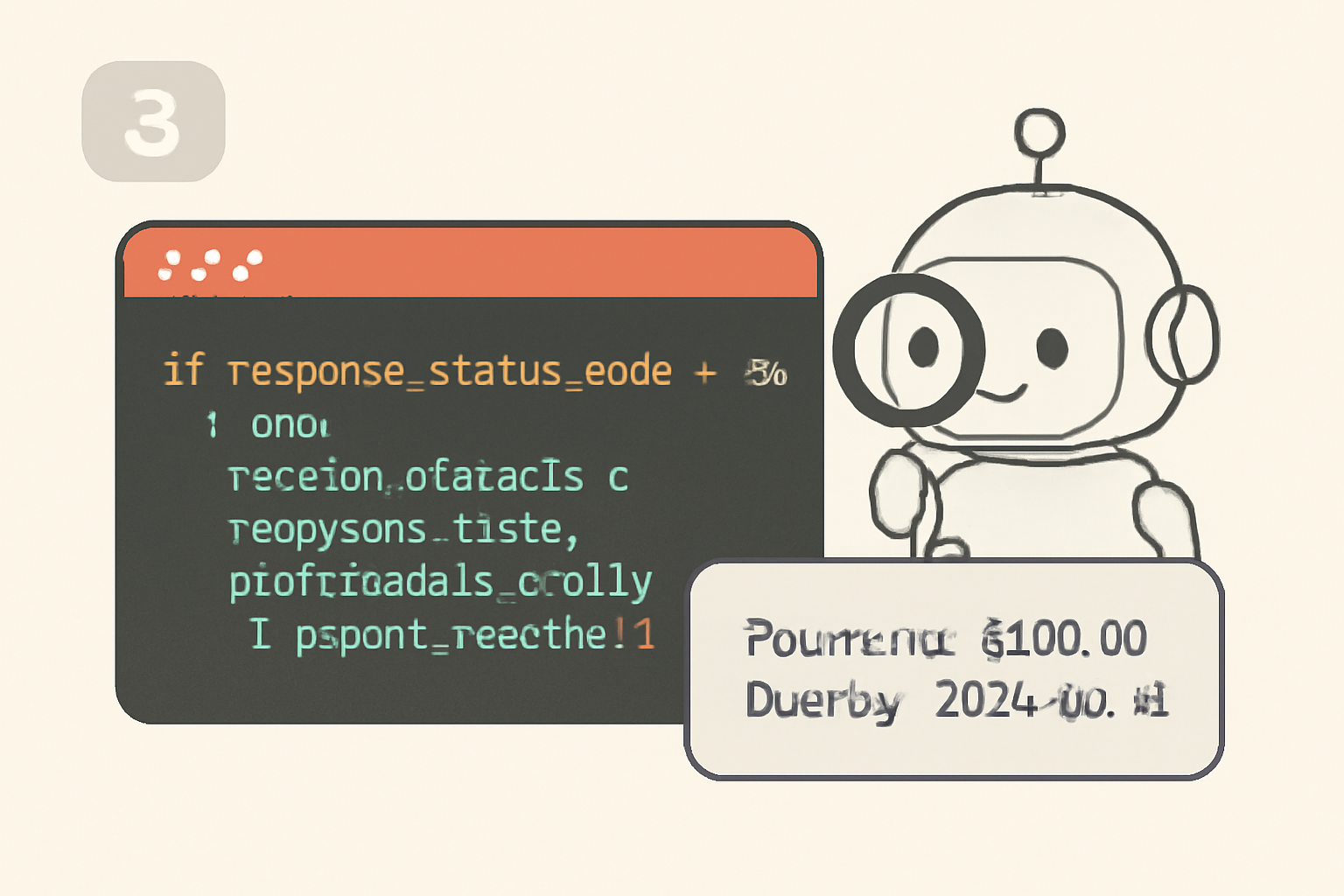 Code snippet parsing HTTP 402 response, extracting payment details, digital agent analyzing data, clean UI