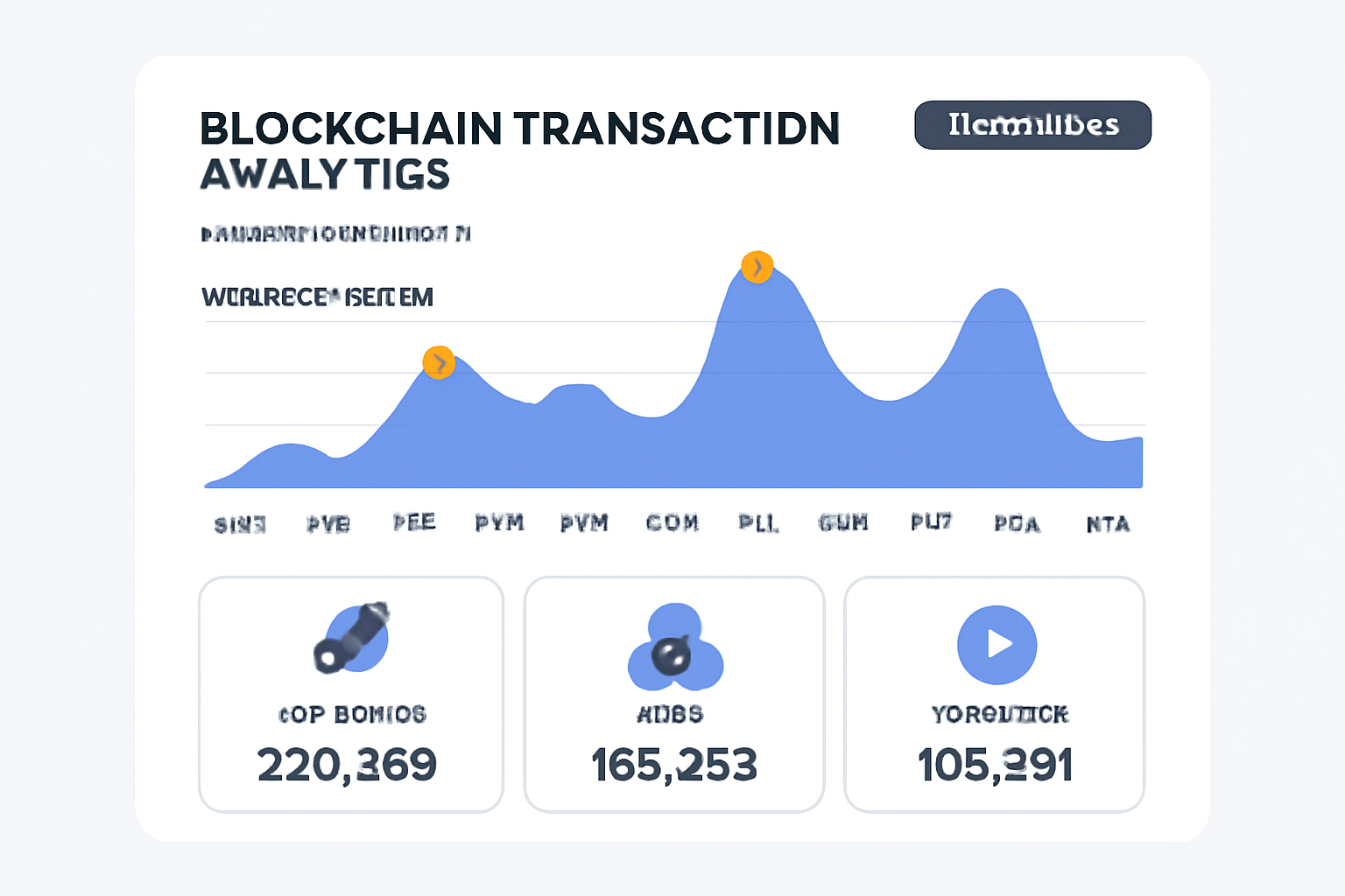 A dashboard displaying blockchain transaction analytics for a gaming platform, highlighting peaks and transaction types, with a strategic, modern interface.