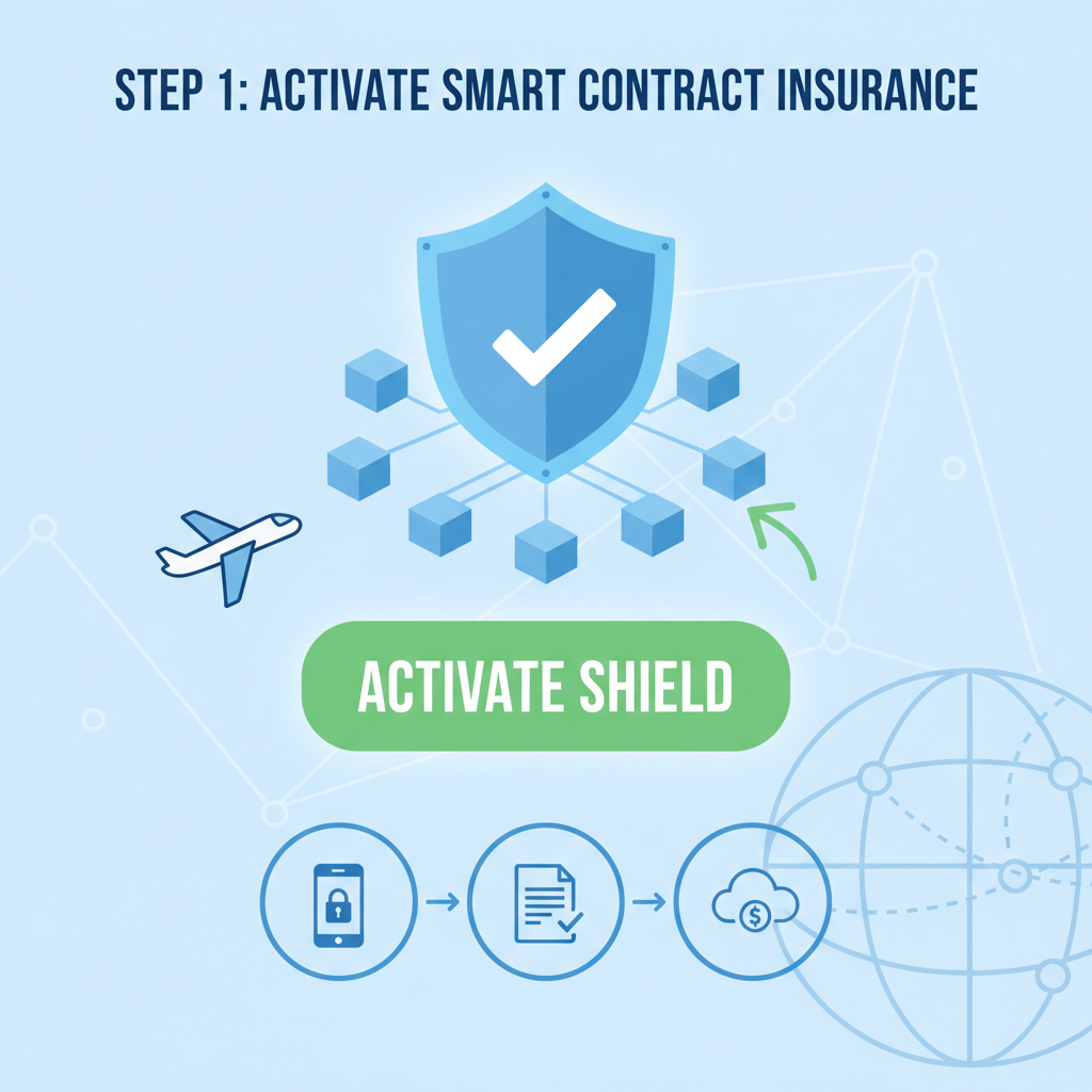 activating smart contract insurance shield on blockchain travel platform