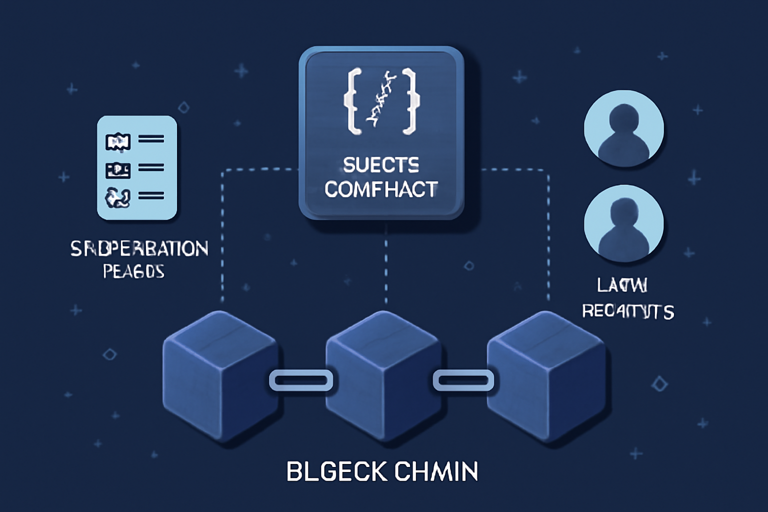 A blockchain smart contract diagram with subscription plans and user accounts, futuristic style