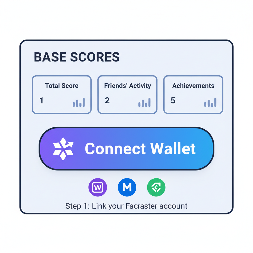 Farcaster wallet connection button on Base scores dashboard