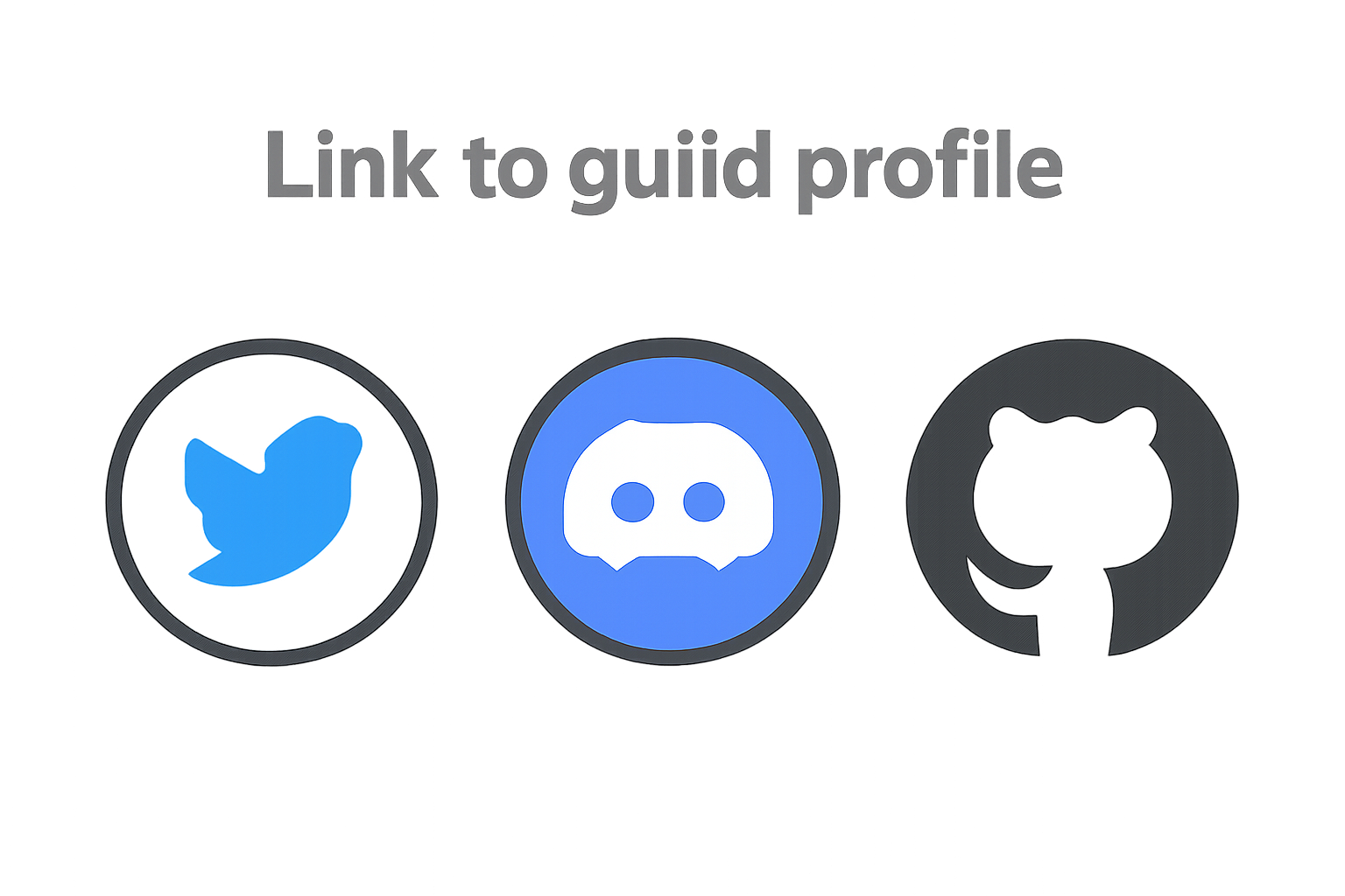 social media icons linking to guild profile Twitter Discord GitHub
