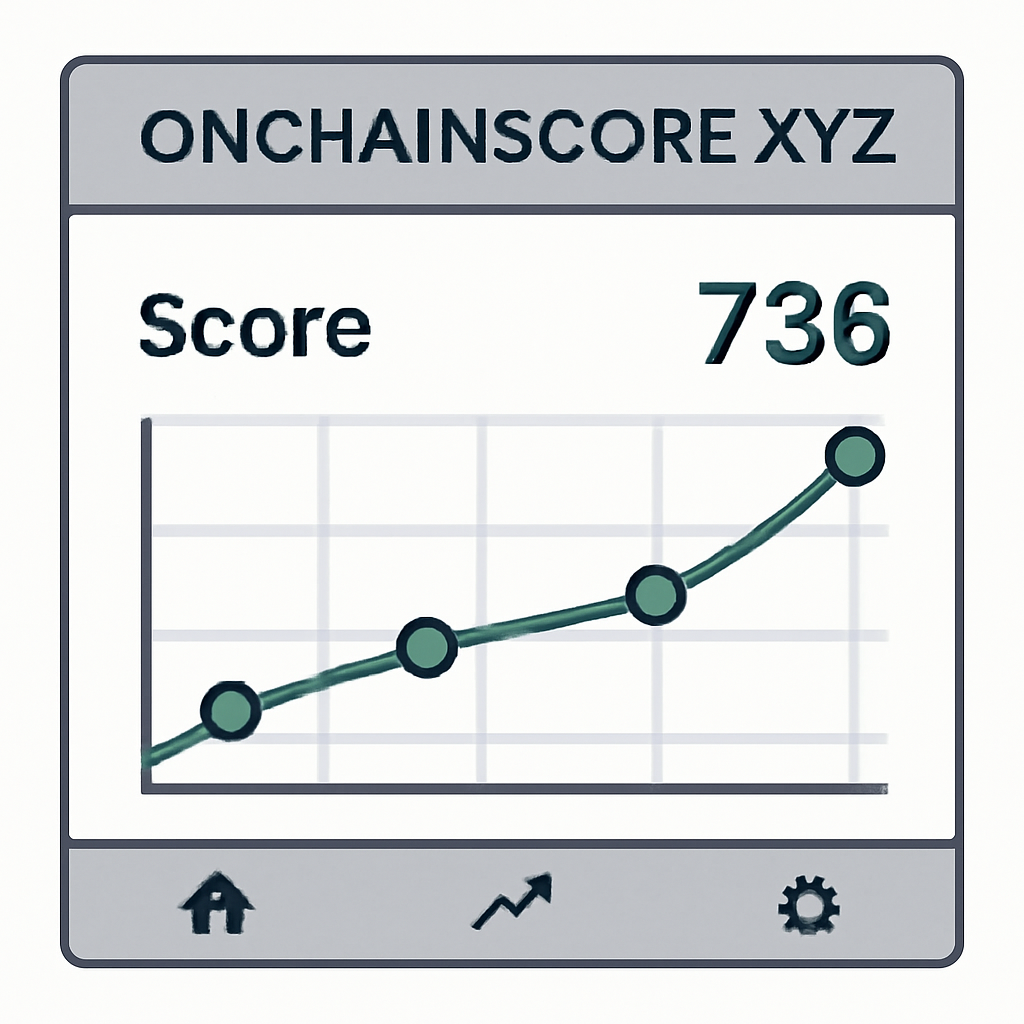 onchainscore.xyz dashboard graph showing rising score