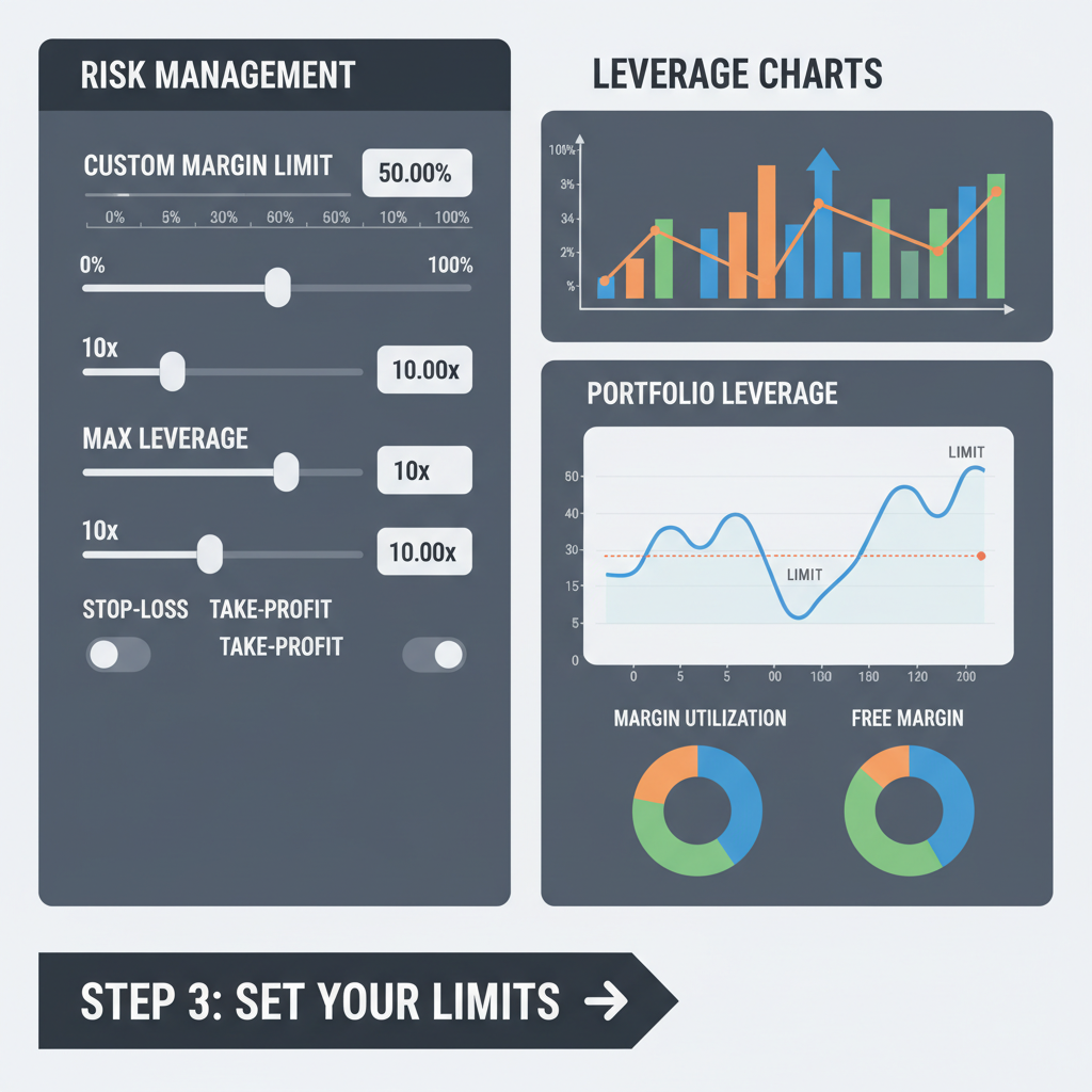 custom margin limit sliders and input fields on trading dashboard, leverage charts