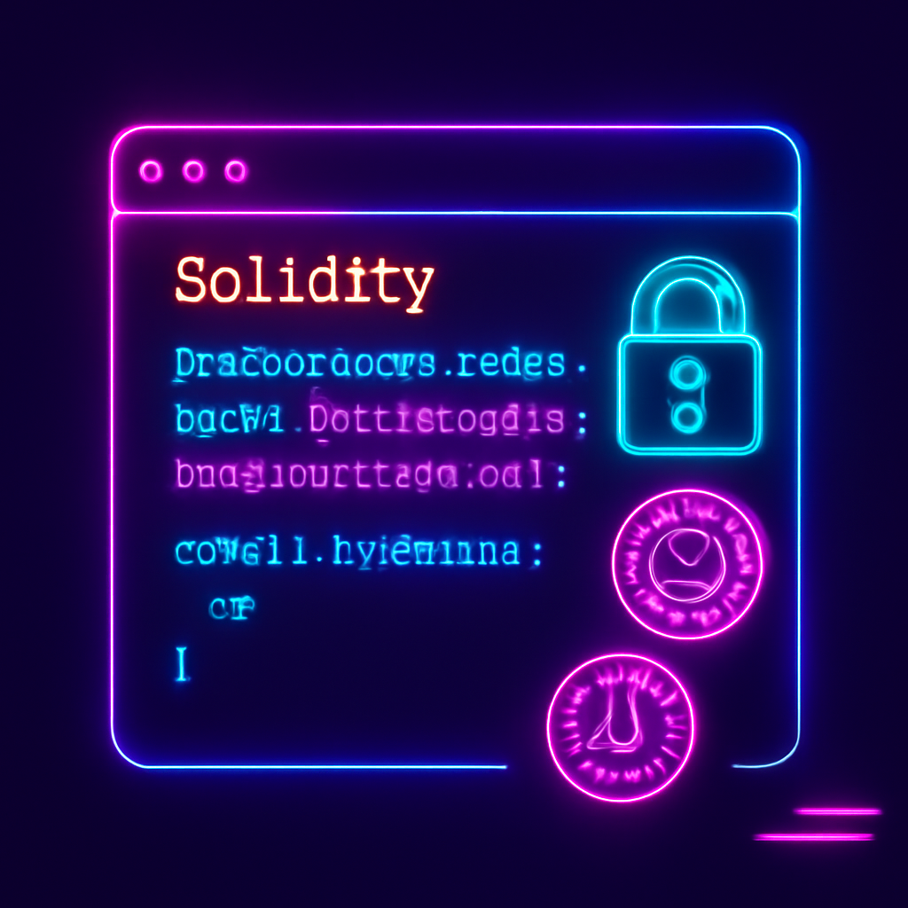 neon-lit Solidity code editor importing FHEVM library, glowing encryption runes, cyberpunk vibe