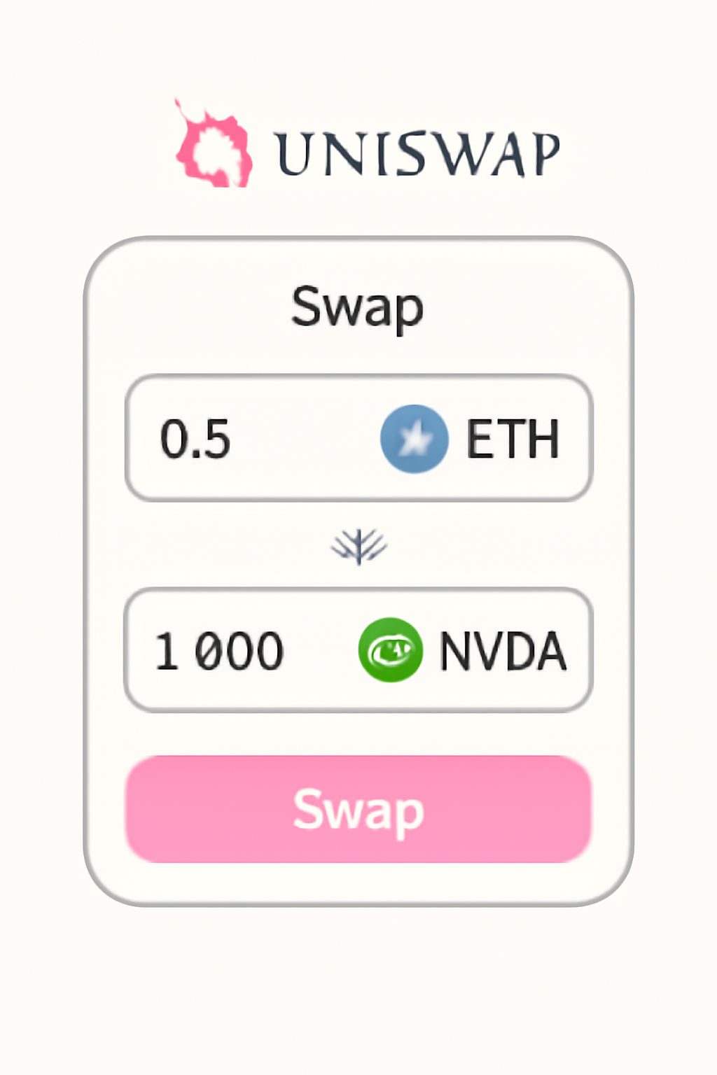 Uniswap swap interface showing ETH to NVDAon exchange