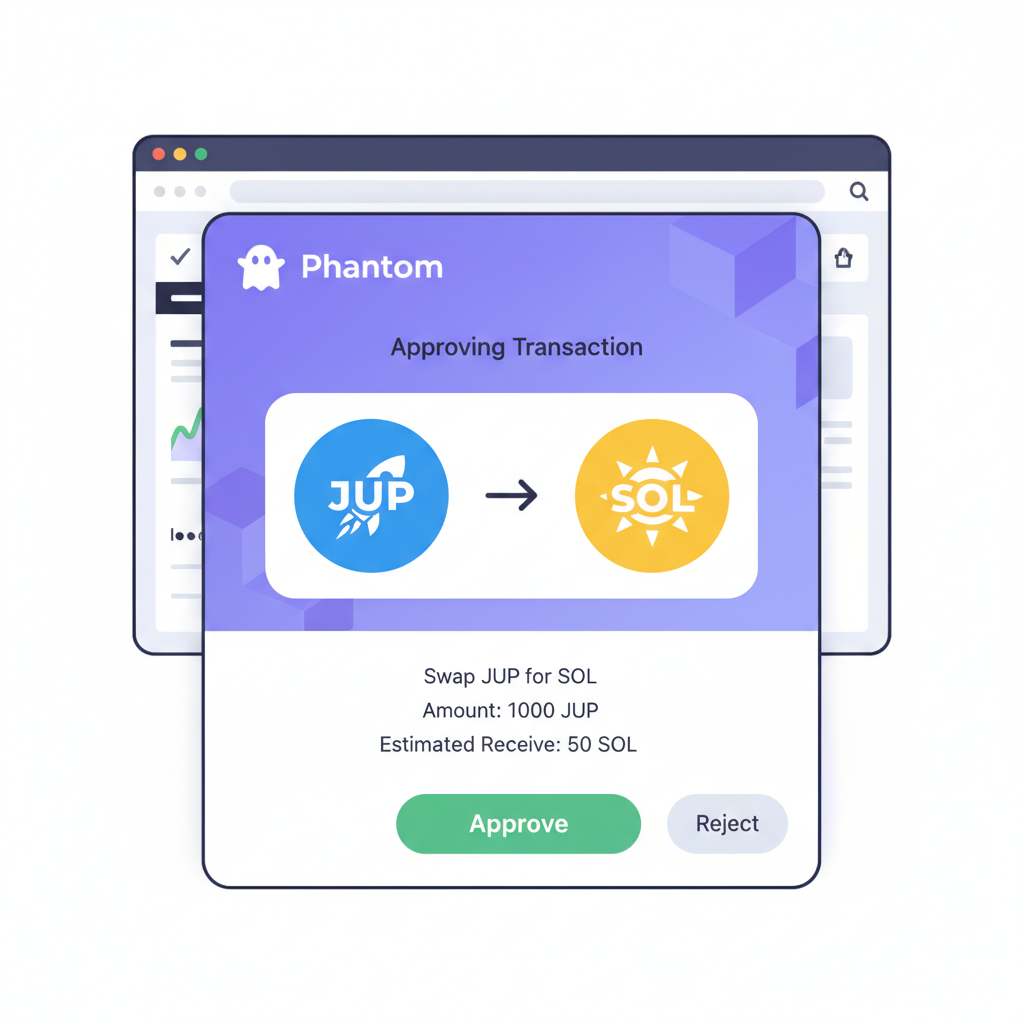 Phantom wallet approving Jupiter swap transaction