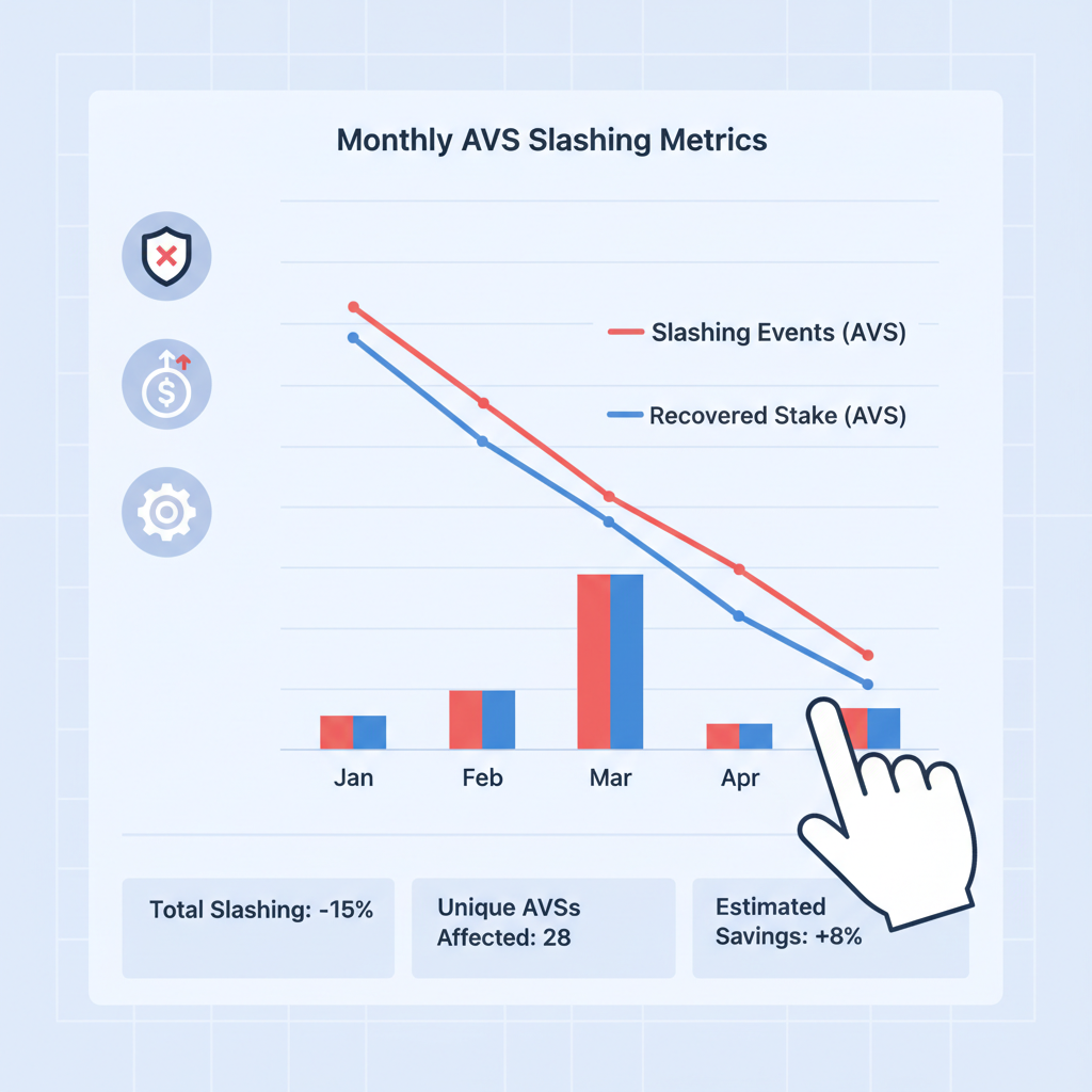 monthly report chart analyzing slashing metrics for AVSs in restaking dashboard