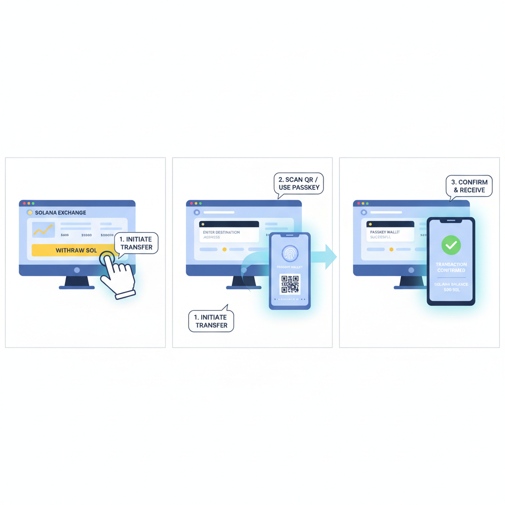 transferring SOL coins from exchange to passkey wallet interface