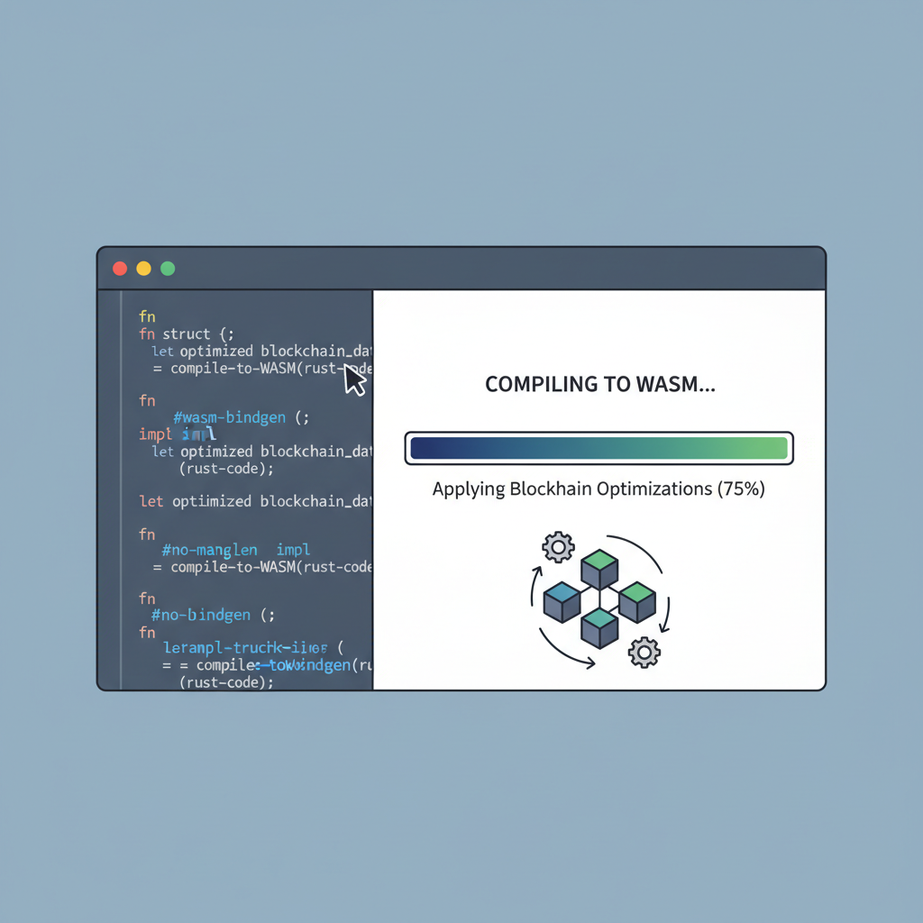 Rust code compiling to WASM, progress bar, blockchain optimization
