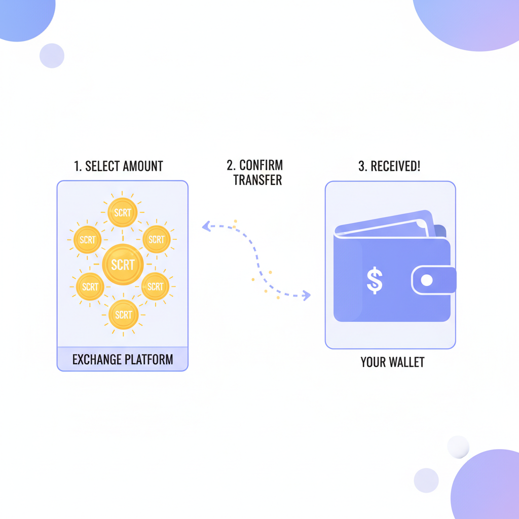 transferring SCRT tokens to wallet, glowing coins, Secret Network logo
