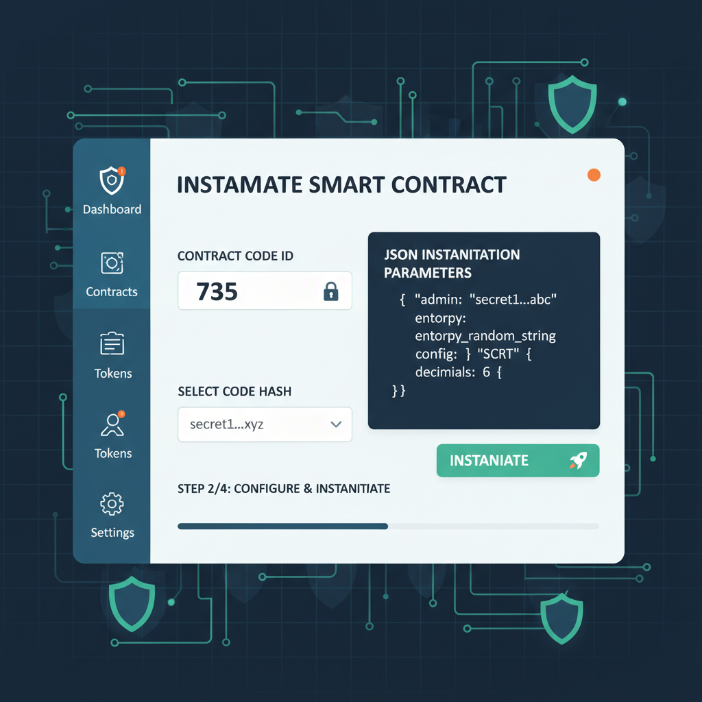 instantiating smart contract on Secret Network, JSON params, dashboard