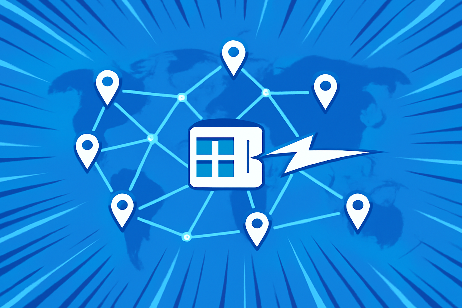 lightning-fast block propagation across global node network, electric blue speed lines