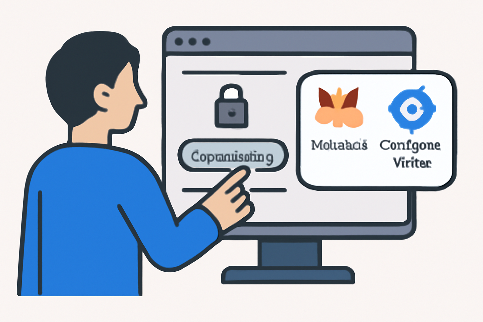 A user connecting their crypto wallet (MetaMask or Coinbase Wallet) to a secure website interface.