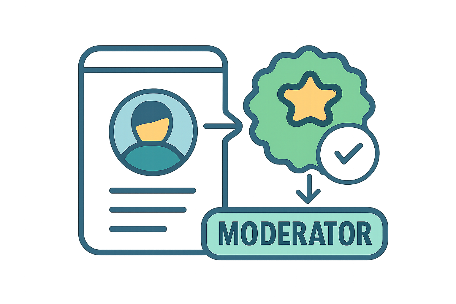 A digital badge and role being awarded to a user profile on a community platform.