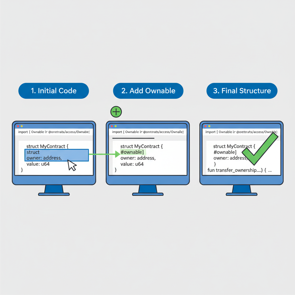 Move code snippet initializing Sui smart contract struct with OpenZeppelin Ownable import