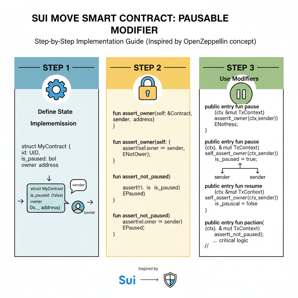 Sui smart contract code implementing pausable modifier with OpenZeppelin library