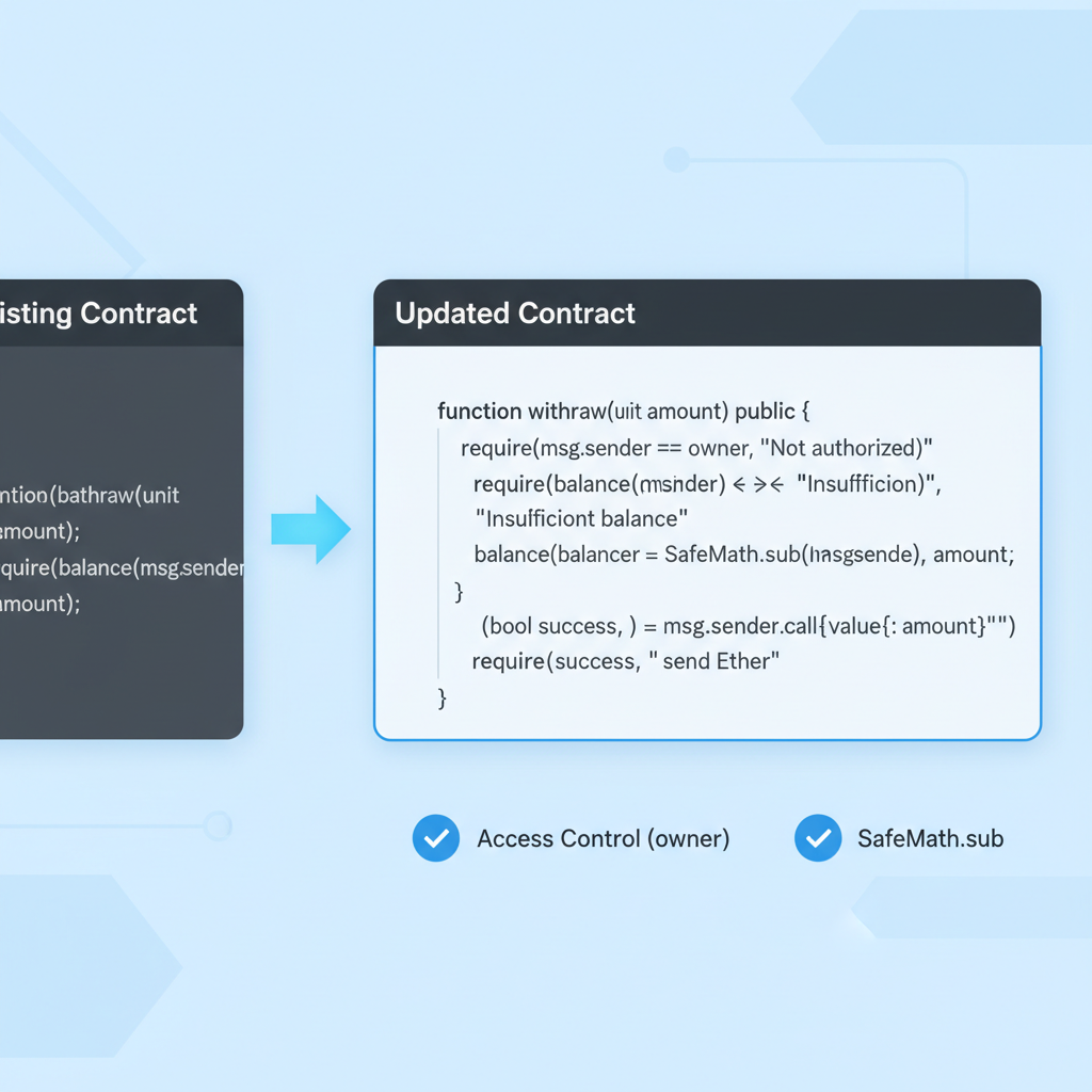 Move code for withdrawal function with access control check and SafeMath subtract