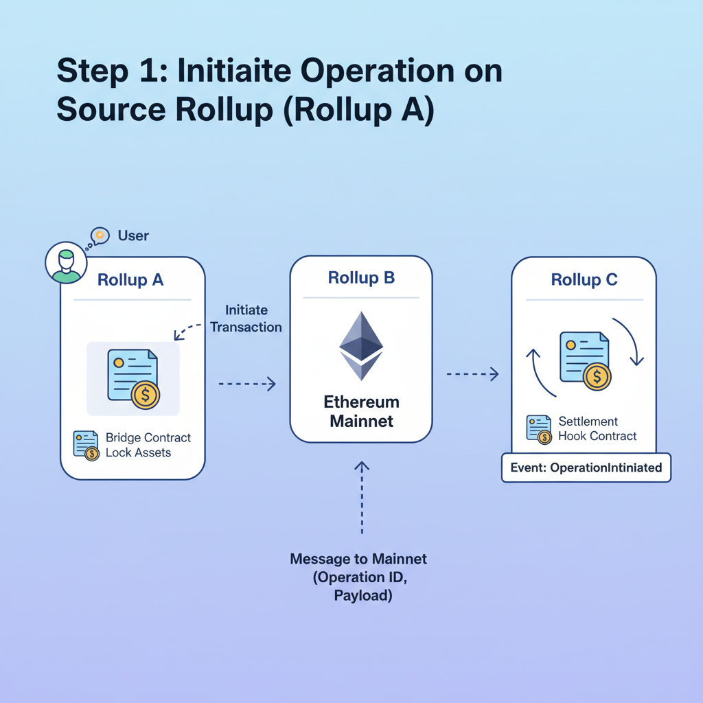 smart contract code for atomic settlement hooks, Ethereum rollups interconnected