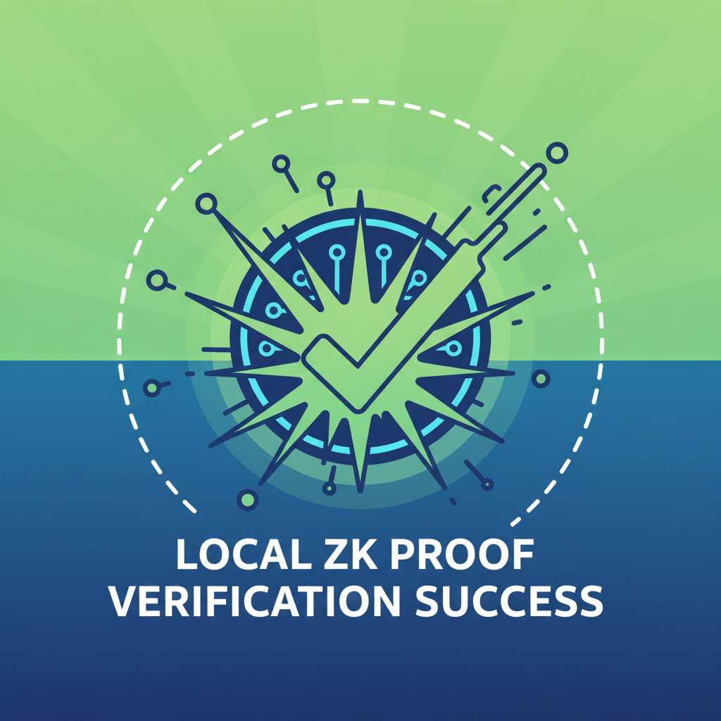 local zk proof verification success, green explosion checkmark, vibrant